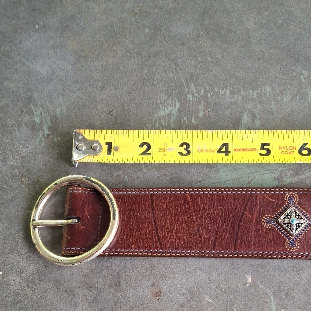 Brown Leather Belt with Silver Buckle